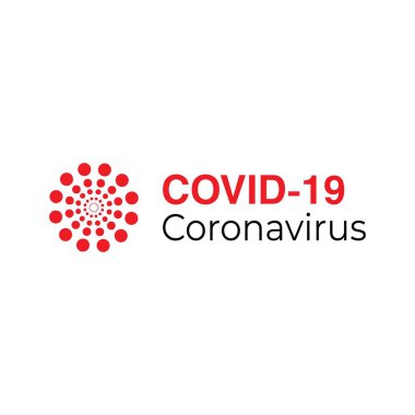 Beyaz arka planda Coronavirus Covid-19 konsept tipografi tasarım logosu. Kendini soyutlama. Ev karantinası. Web, baskı, afiş, el ilanı ve illüstrasyon için grafik vektörü. Koronavirüsü durdurun..