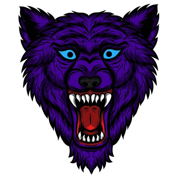 Mor ve mavi gözlü bir kurdun yüzü.