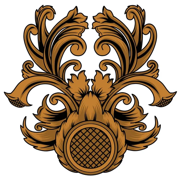 Tahtaya oyulmuş süslemeler için çiçek tasarımının çizimi