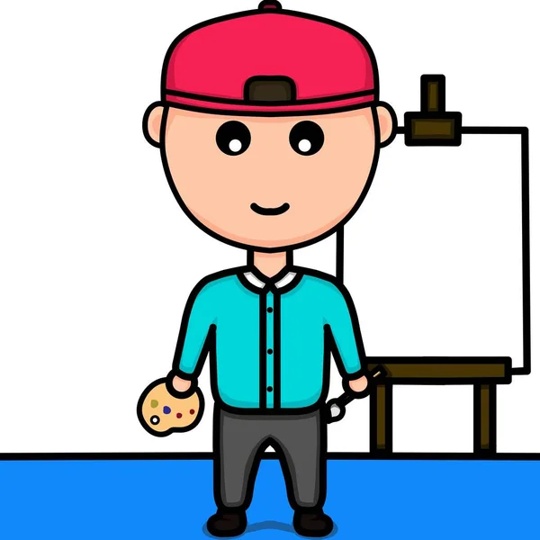 Resim yapan bir adamın karakteri.