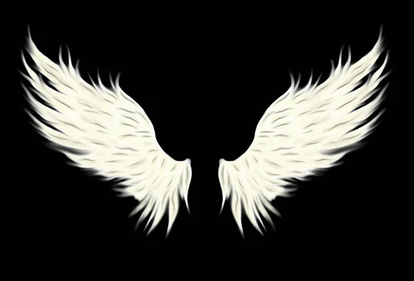 White Angel Wings Illustration Isolated Black Barckground — Stock Photo, Image