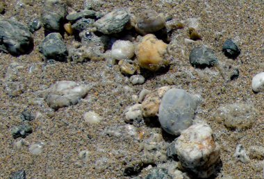 kumdaki ıslak çakıl taşları