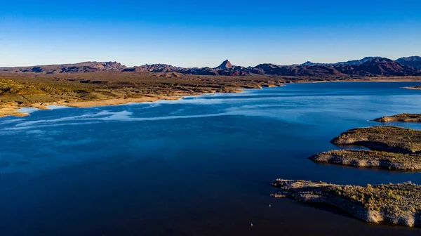 Vista Aérea Drones Del Parque Estatal Lake Alamo Arizona Río — Foto de Stock