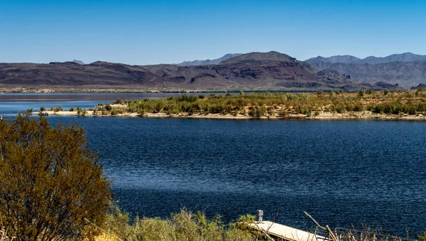 Aerial Drone Άποψη Της Λίμνης Άλαμο State Park Στην Αριζόνα — Φωτογραφία Αρχείου