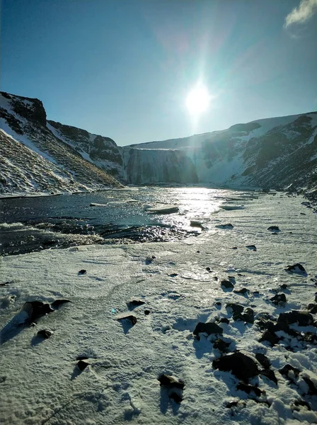 Celand Muestra Paisaje Salvaje Natural Auténtico Lleno Cascada Glaciares Todo —  Fotos de Stock