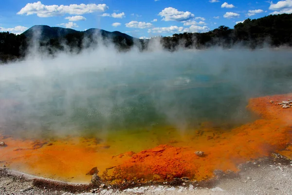 Piscine Champagne Waiotapu Rotorua Nouvelle Zélande Source Chaude Géothermique — Photo