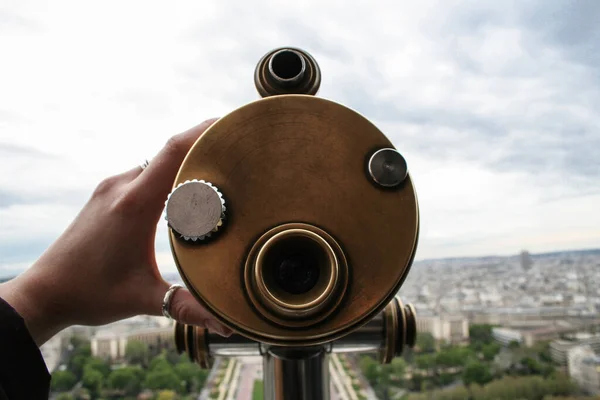 Fischgesicht Teleskop Eiffelturm Paris — Stockfoto