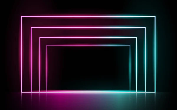 Linee Luminose Neon Concetto Luce Spaziale Magica Design Astratto Sfondo — Vettoriale Stock