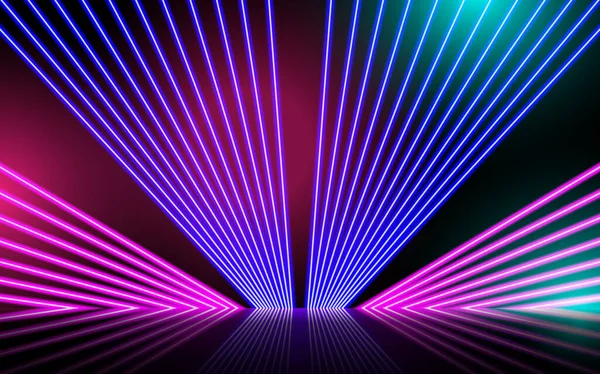 Neon Glödande Linjer Magi Energi Utrymme Ljus Koncept Abstrakt Bakgrund — Stock vektor