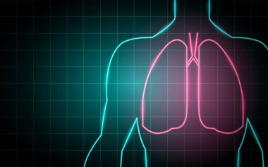 Neon parlak çizgiler, vücut ve akciğer konsepti, yaşam çizgisi arka plan duvar kağıdı tasarımı