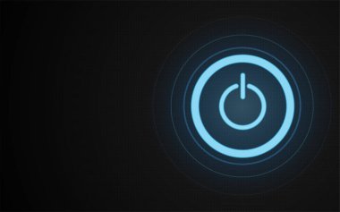 Güç düğmesi parlak hatlar, Güç düğmesi konsepti, Bilim ve teknoloji arkaplanı