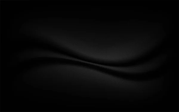Μαύρα Υφασμάτινα Φύλλα Φόντο Υφή Αφηρημένη Κύματα Μαλακό Ύφασμα Εστίασης — Διανυσματικό Αρχείο