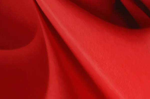 Folhas Tecido Vermelho Fundo Textura Abstrato Com Ondas Pano Foco — Fotografia de Stock