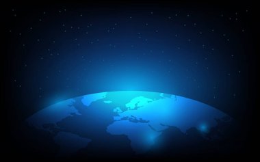 Dünya haritası teknolojisi, küresel sosyal ağ, gelecekteki dijital yenilik arka plan çizimi