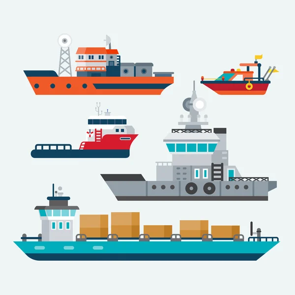 Barcos y barcos — Vector de stock