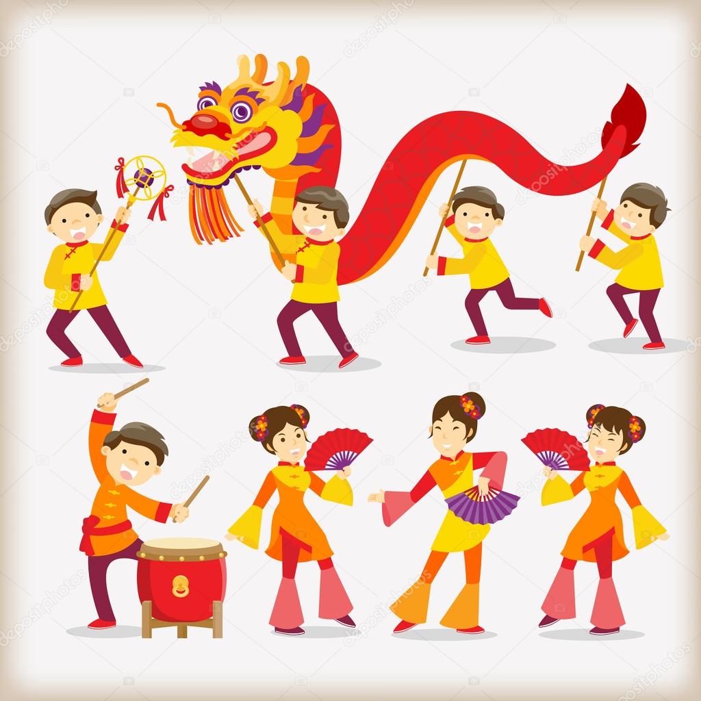 Chinese Dragon Parade Clipart