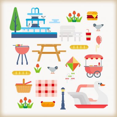 Parklar nesneleri kümesi vektör.