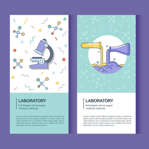 Banner de laboratorio y experimento — Vector de stock