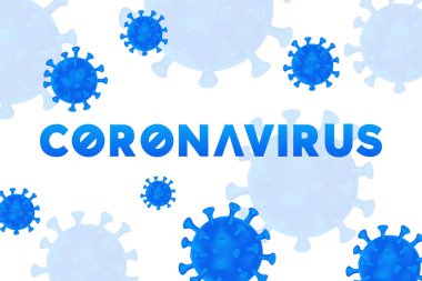Coronavirus Arkaplanı. COVID-19. Roman Coronavirus (2019-nCoV). Virüs Covid 19-NCP. Gerçekçi 3D mavi virüs hücreleri olan beyaz arka plan. Koronavirüslü hafif arkaplan.