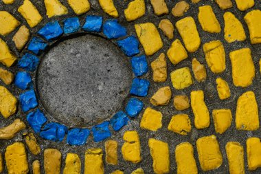 arkaplan veya doku için eski sarı kare mozaiği