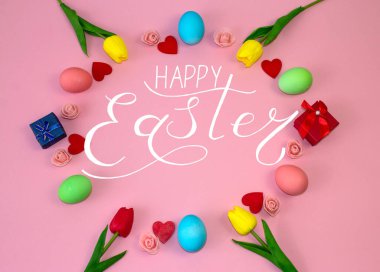 Tatil kartı, yazılı Paskalya bayrağı - Mutlu Paskalyalar