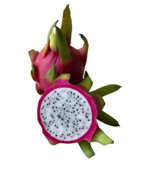 Beyaz arkaplanda resim ejderhası meyvesi, kes, ayır