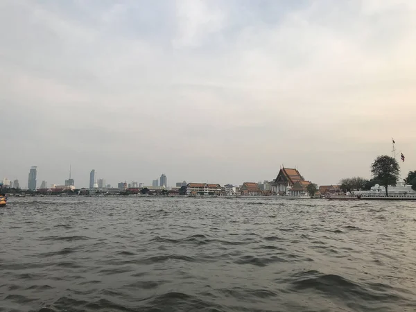 Bangkok Thailand Februari 2020 Uitzicht Vanaf Chao Phraya Rivier Stad — Stockfoto