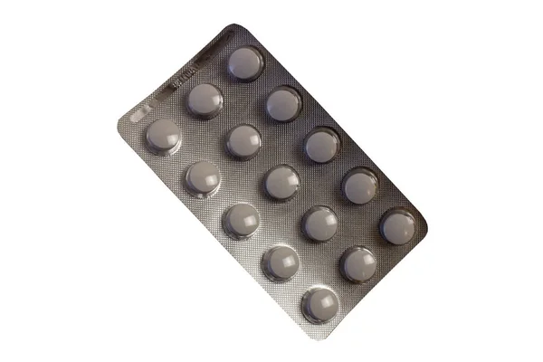 Comprimidos Medicamentos Esculpidos Sobre Fundo Branco Isolados — Fotografia de Stock