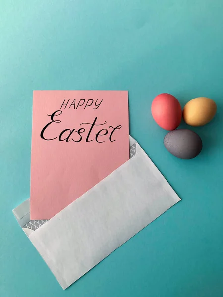 Grußkarte Ostern Mit Eiern Und Dem Text Frohe Ostern — Stockfoto