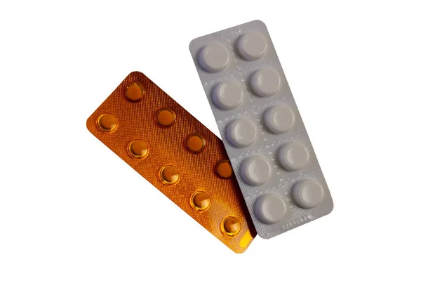 Photo Cut Out Tablets Φάρμακα Λευκό Φόντο Απομονωμένα — Φωτογραφία Αρχείου
