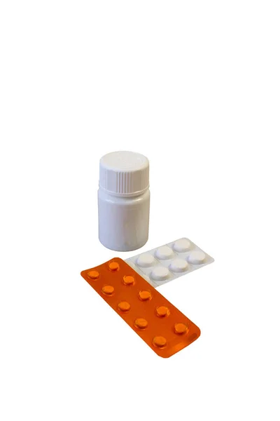 Foto Ausgeschnittene Tabletten Medikamente Auf Weißem Hintergrund Isoliert — Stockfoto