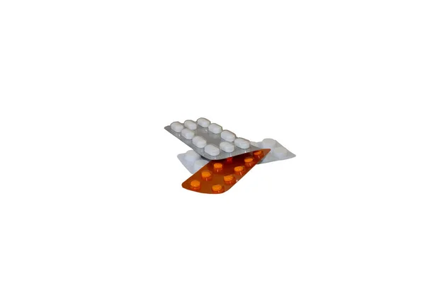 Fotografie Vystřižené Tablety Léky Bílém Pozadí Izolované — Stock fotografie
