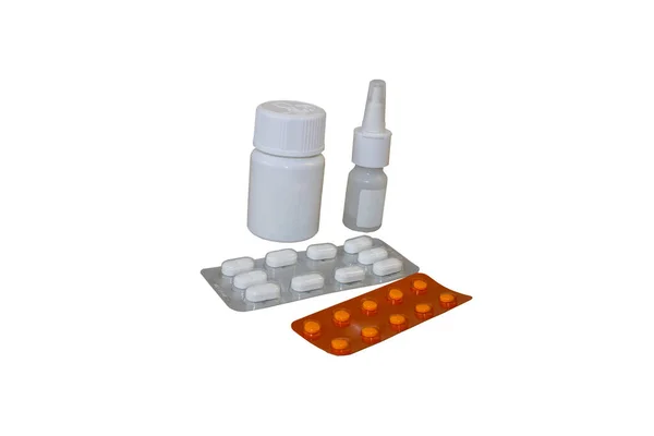 Pemotongan Foto Tablet Obat Obatan Pada Latar Belakang Putih Terisolasi — Stok Foto