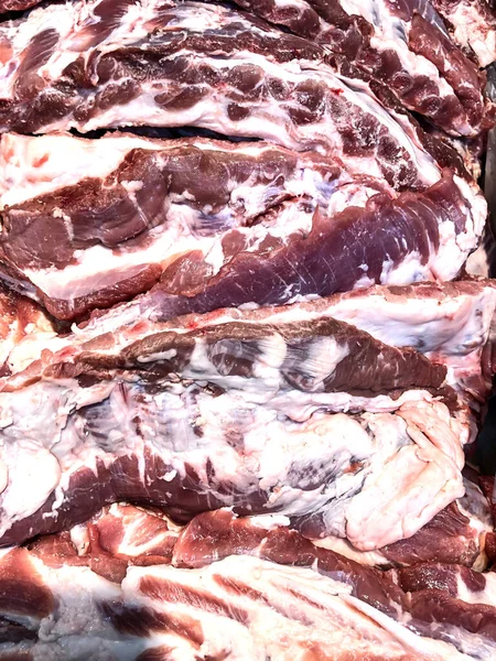 Photo Meat Fresh Pork Supermarket Shelves — Stock Photo, Image