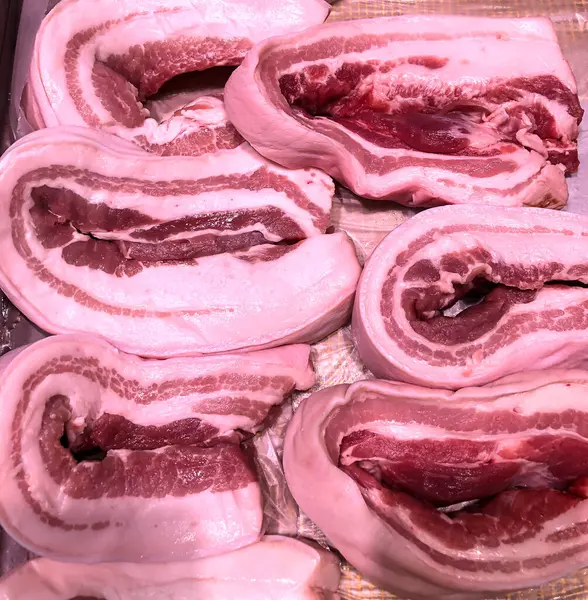 Fotografie Carne Proaspătă Porc Rafturile Supermarketurilor — Fotografie, imagine de stoc