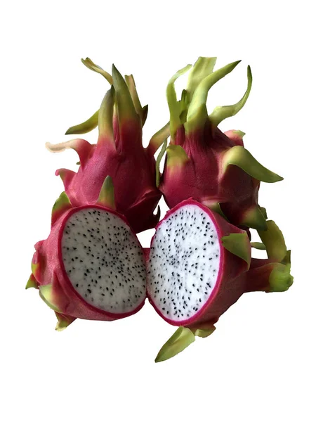 Photo Dragon Fruits Tropicaux Sur Fond Blanc Isoler — Photo