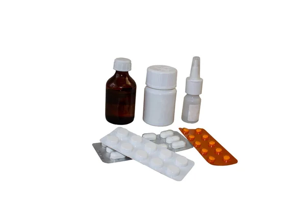 Fotó Kivágott Tabletta Gyógyszerek Fehér Alapon Izolált — Stock Fotó
