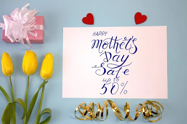 Card Mother Day with text about a discount of 50 per cent