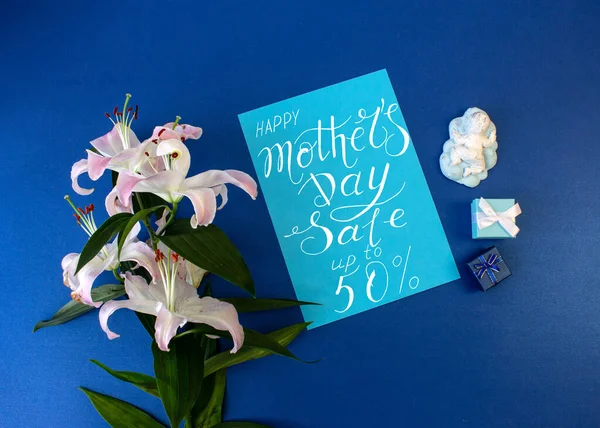 Card, banner, pattern for a discount of 50 percent for mother day