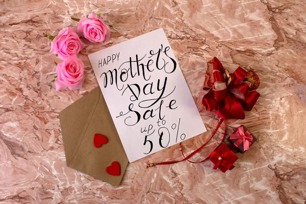 Card, banner, pattern for a discount of 50 percent for mother day