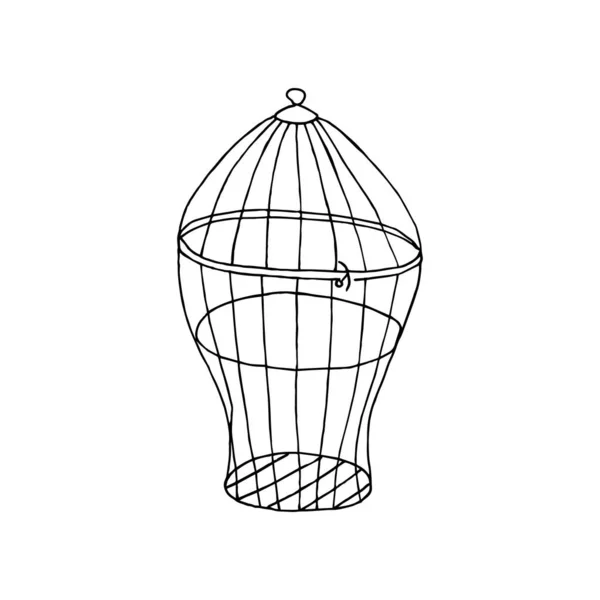 Isoliert Auf Weißem Hintergrund Käfig Und Vögel Stock Illustration Vektor — Stockvektor