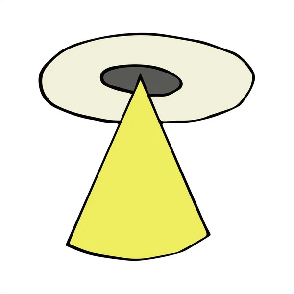 Isolado Fundo Branco Ufo Vetor Desenho Mão —  Vetores de Stock