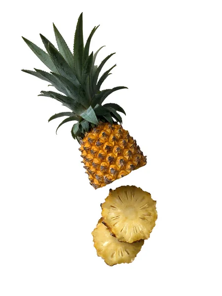 Foto Ananas Bílém Pozadí Izolovat Střih — Stock fotografie