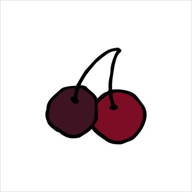 Beyaz kiraz stoğu illüstrasyonu, vektör, el çizimi, baskı, hatıra defteri, kartpostal tasarımı için tasarım öğesi