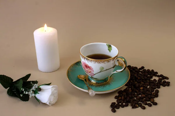 Stel Een Kopje Koffie Vintage Beker Voor Als Symbool Van — Stockfoto