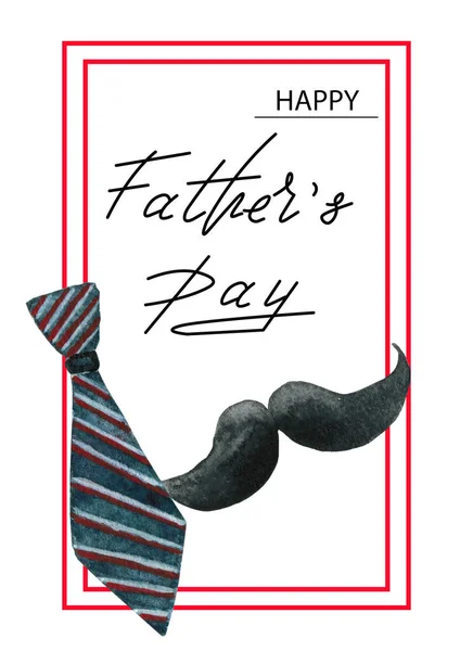Greeting Card Father Day Watercolor Drawings Inscriptions Happy Father Day — Stock Photo, Image