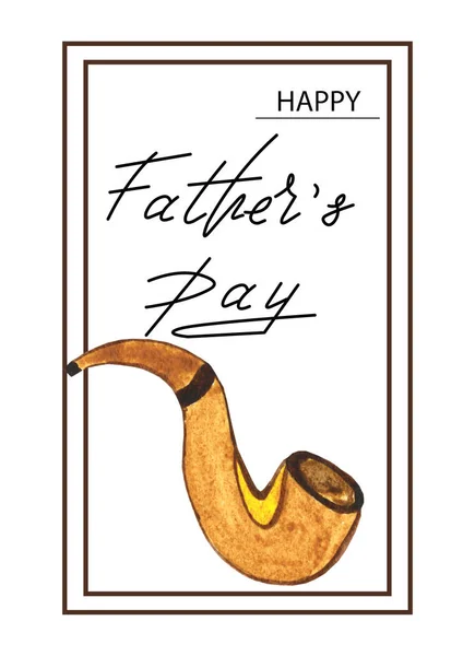 Ευχετήρια Κάρτα Για Την Ημέρα Του Πατέρα Ακουαρέλα Ζωγραφιά Στο — Φωτογραφία Αρχείου