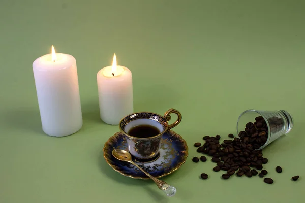 Mooie Compositie Vintage Stijl Met Een Kopje Koffie — Stockfoto