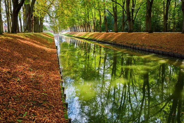 Canal em um parque outonal — Fotografia de Stock