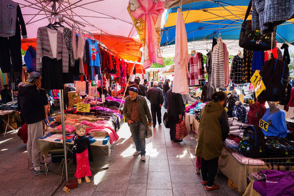 street market in Belleville, Paris, France